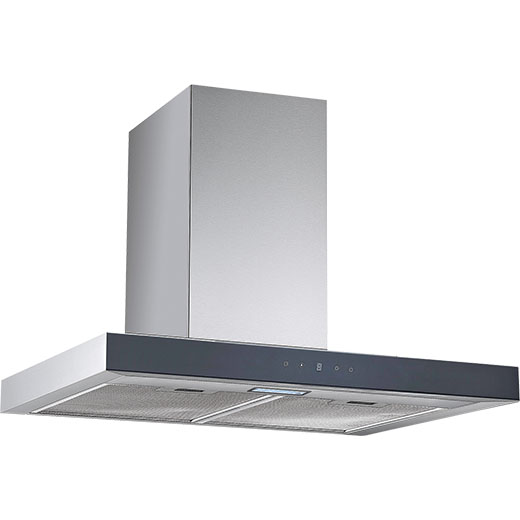 60cm Box Chimney Hood - Black and Stainless Steel